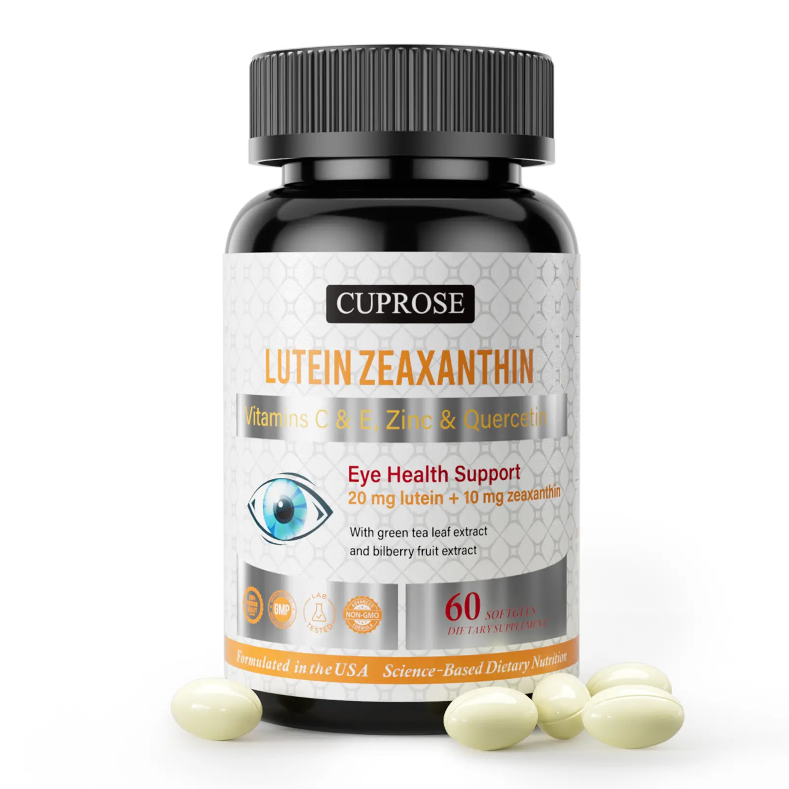 CUPROSE Natural Lutein Zeaxanthin High Potency Duo Eye Health Supplements, Third Party Tested Softgel Capsules - Daily Support for Screen Era Users, 20 Mg