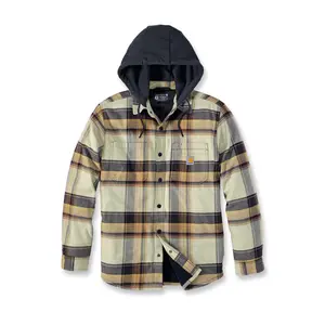 Carhartt Menswear Long Sleeve Fleece-Lined Hooded Shirt Jacket, Dark Brown
