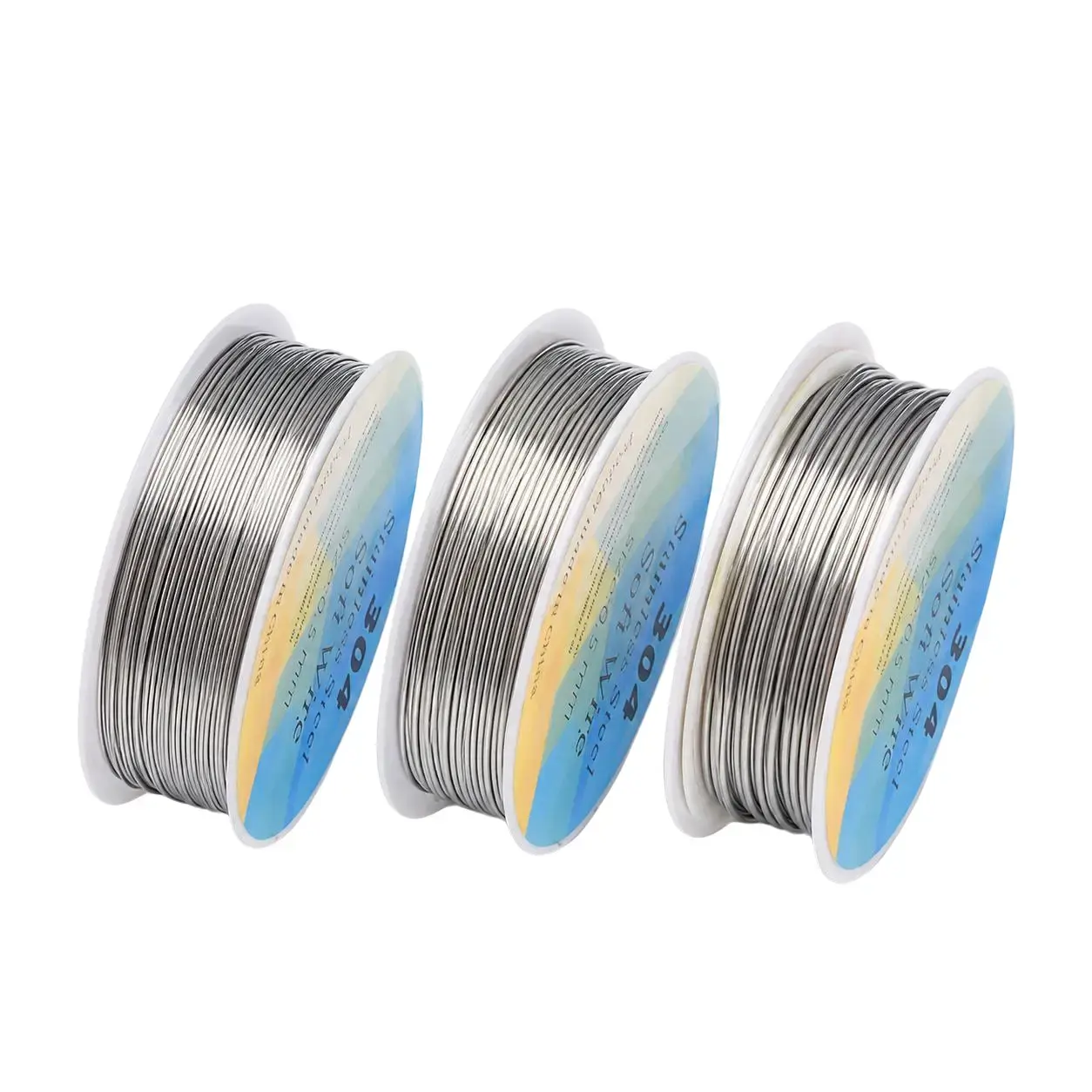 3 Rolls Stainless Steel Wire Set - 0.6mm, 0.8mm, 1.0mm, Corrosion Resistant, Flexible And Durable, Ideal for Jewelry Making, Crafting, Projects And Repairs