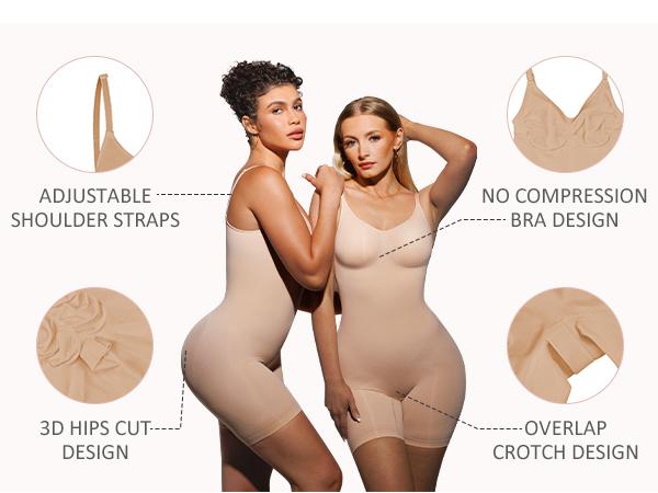 FeelinGirl Shapewear for Women Butt Lifter Bodysuit  Tummy Control Shapewear Seamless Womenswear Comfort Spaghetti Strap Hip Underwear Basic Minimalist Springtok