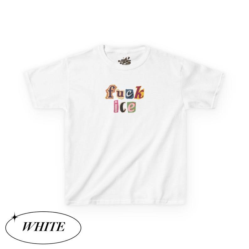 [Sale Up To 40%] Anti Ice Magazine Letter Baby Tee, Fuck ICE Y2K Baby Tee, Protect Immigrants Tee, No Human Is Illegal Top, Activist Graphic Baby Tee, FDT