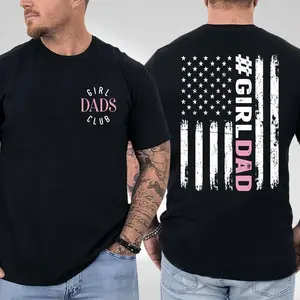 Girl Dads Club #GirlDad American Flag T-Shirt – Proud Girl Dad Graphic Tee, Patriotic USA Style Shirt, Father’s Day Gift