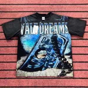 Vale Short Sleeve T-shirt American High Street 100% Cotton Tops Summer New Style Fashion Full Print Men's VALLEY T Shirts