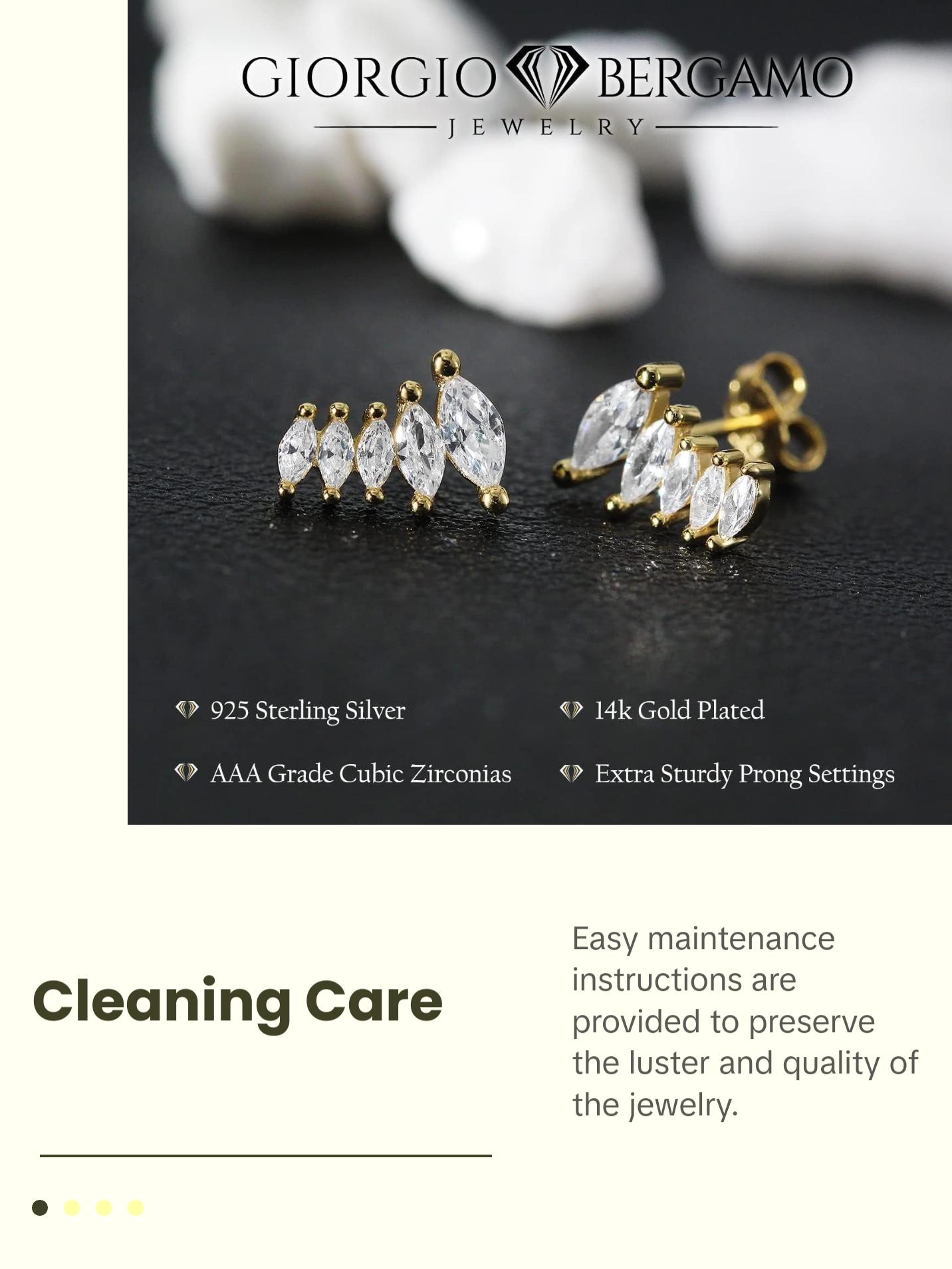 925 Sterling Silver CZ Ear Crawler & Solitaire Stud Earring Set 925 Sterling Silver CZ Ear Crawler & Solitaire Stud Earring Set