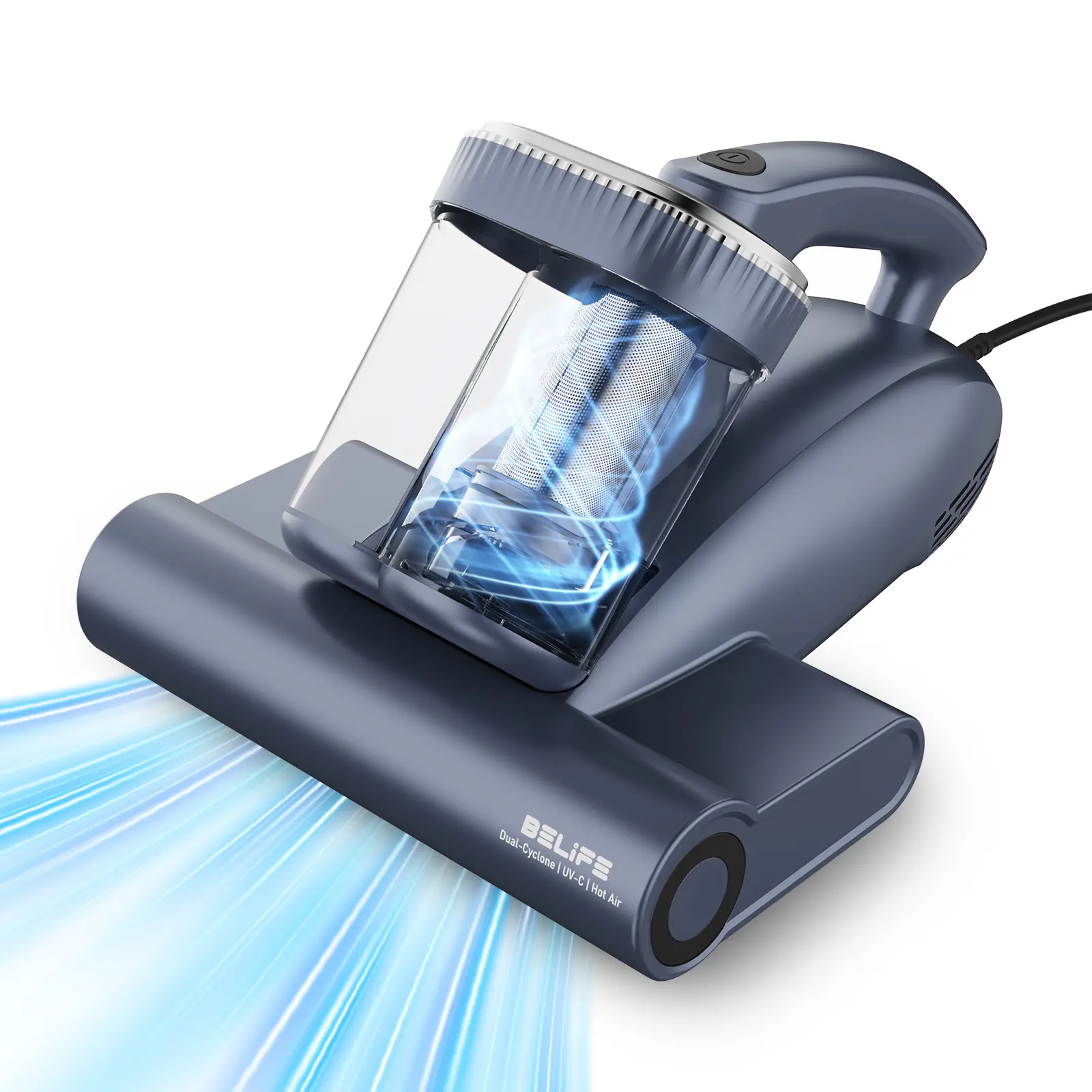 Belife M11 Corded Handheld Mattress Vacuum Cleaner - 18Kpa 500W Dirt Removal Vacuum with UV, Hot Air, Dual Cyclone HEPA Filtration, High-Frequency Tapping for Deep Cleaning Dust, Pet Hair on Sofa, Pillows, Dirt Removal Vacuums