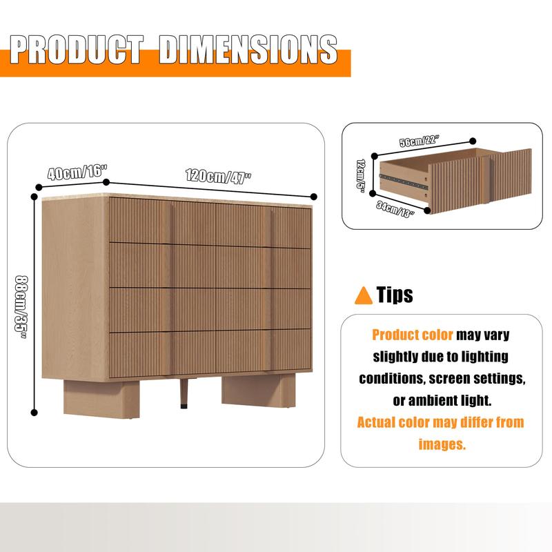 Octagon Wood Storage Cabinet with 8 Sliding Drawers, 3D Carved Wooden Accent Cabinet for Living Room, Space-Saving Design