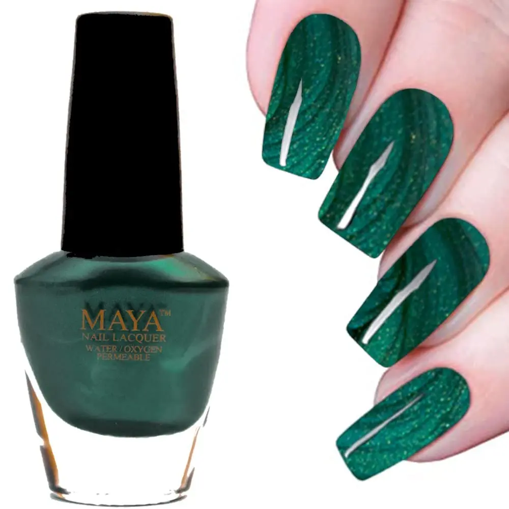 MAYA Mystique Metallic Nail Polish - 11.8ml Breathable & Wudu Friendly Halal Formula for Full Opacity & Sparkle
