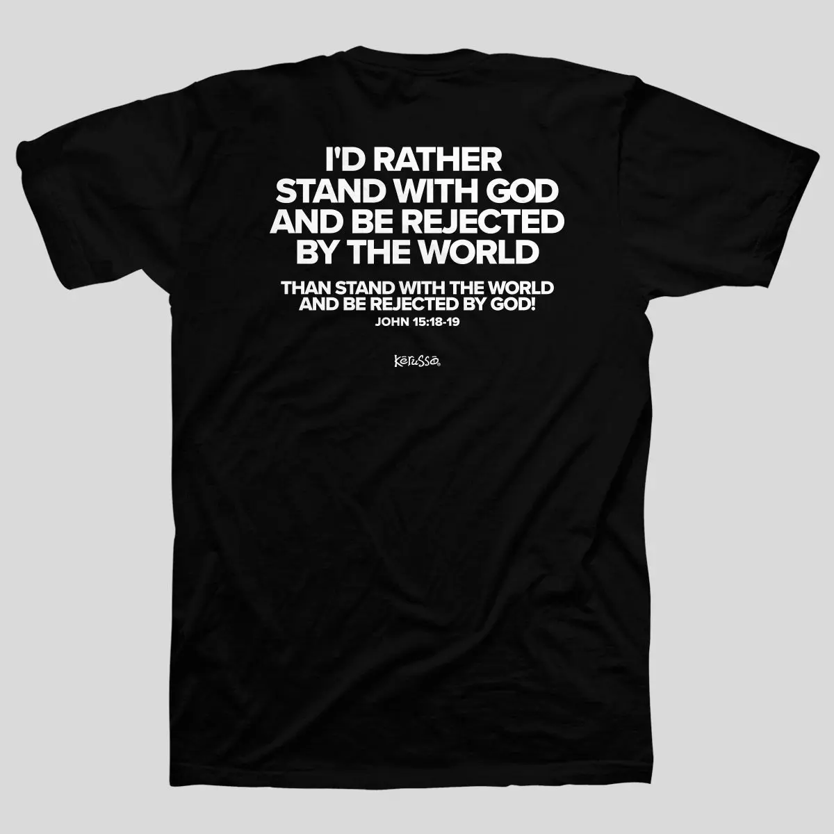 Women's Kerusso Christian Short-Sleeve Cotton T-Shirt - Faith-Based Streetwear, I Stand With God Letter Print, Minimalist Classic Fit, Clean Look, Black Jeans Compatible, Sturdy Hem, Crew Neck, Strong Message, Casual Tops