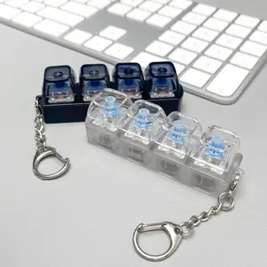 LED Keyboard Fidget Clicker Keychain – Clear Mechanical Button Stress Relief Toy, Addictive Finger Clicker for Focus & Relaxation, Compact Desk Fidget for Teens & Adults, Fun Gift for Friends