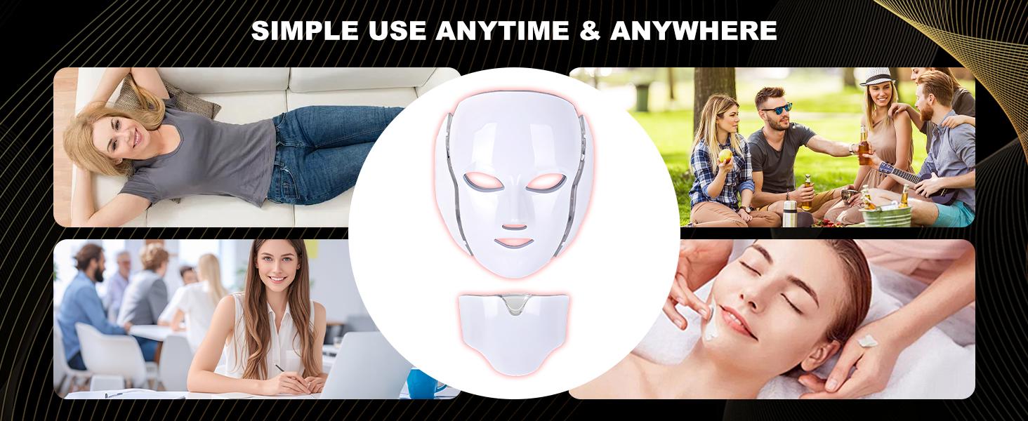 Led Face Mask Light Therapy,Red light face mask,light mask,LED Facial Mask Device for Home Use,Red-Light-Therapy-for-Face,Seven- Colors LED Facial Skin Care Mask (White) Comfort Multifunctional Beauty Machine