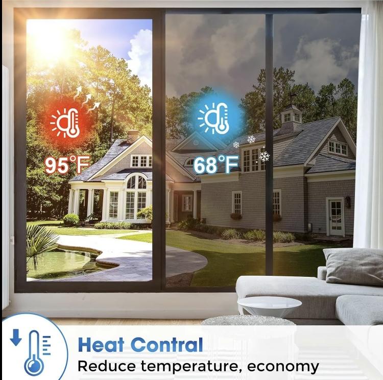 Window Privacy Film One Way, Reflective Mirror for Daytime Home Office Use, UV Sun Blocking, Heat Control17.5 x 78.74 Inches