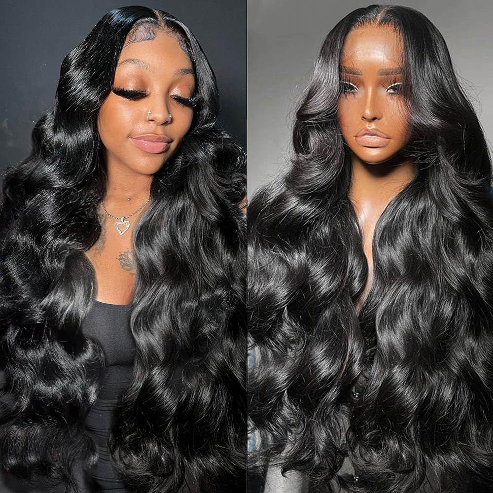 MYLOCKME Body Wave 34 36 Inch 13x6 13X4 HD Transparent Lace Front Wigs Human Hair Pre Plucked Brazilian Body Wave Lace Front Wigs 180 Density Human Hair Wig TikTokShopBlackFriday