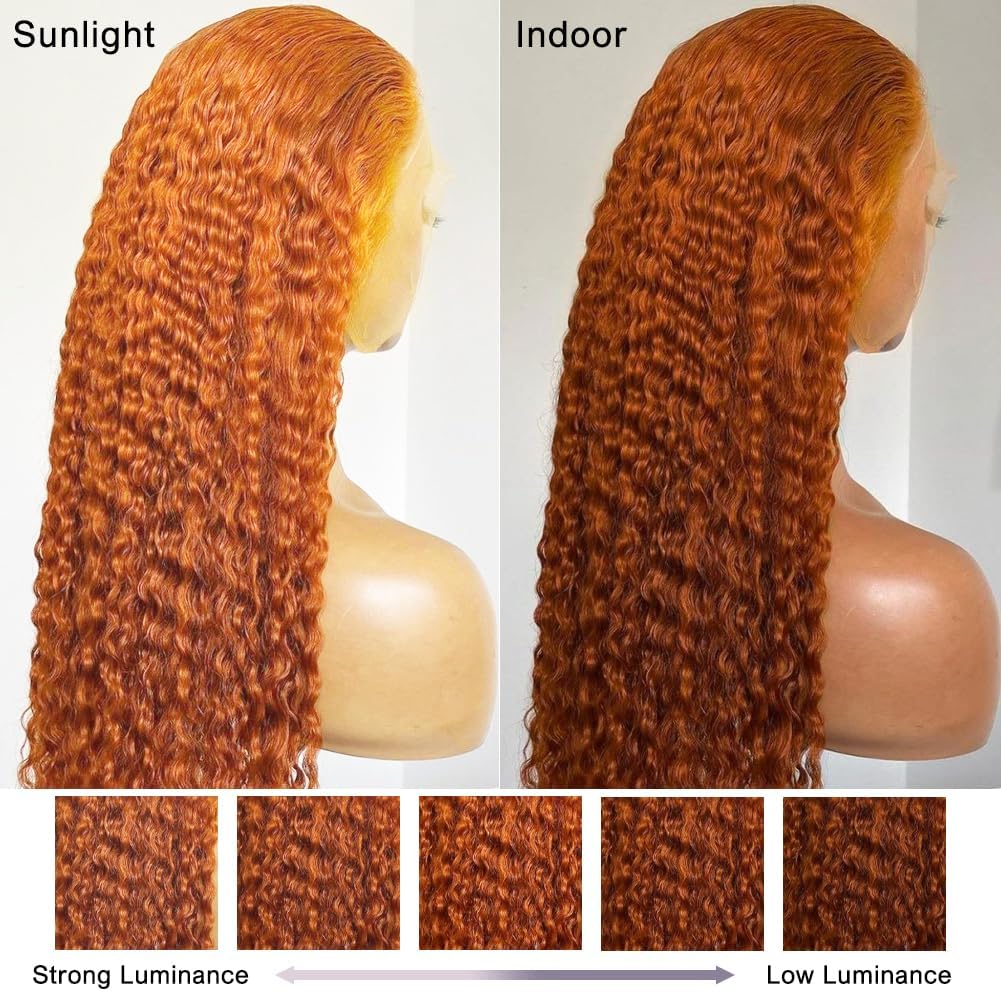 [30 inch only $129]DROSUUD Orange Ginger 13x6 Lace Frontal Wig #350 Color 180 Density Deep Wave Transparent Lace Human Hair Pre Plucked Natural Hairline with Baby Hair#Summervibes