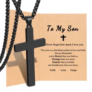 Cross Pendant Necklace for Men Teens Boys, Stainless Steel Bible Verse Flag Jewelry, Patriotic Faith Gift,Cross Necklace for Men Teen Boys Christian Easter & Graduation Gifts