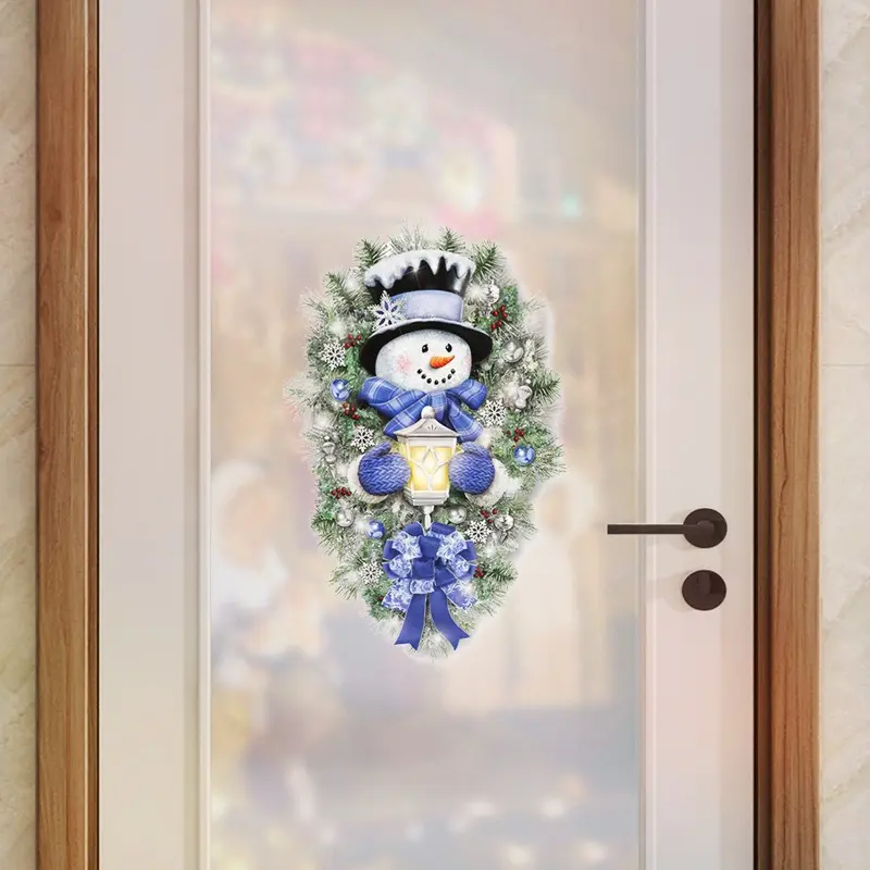 New Christmas Snowman Sticker Glass Door Window Display PVC Home Decor Wall Decal Self-Adhesive Holiday Decoration Pvc Waterproof Stickers