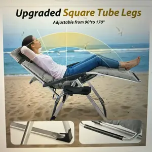 Premium Zero Gravity Reclining Chair with Cup Holders Removable Cushion Adjustable Square Tube Legs for Indoor Outdoor Comfort