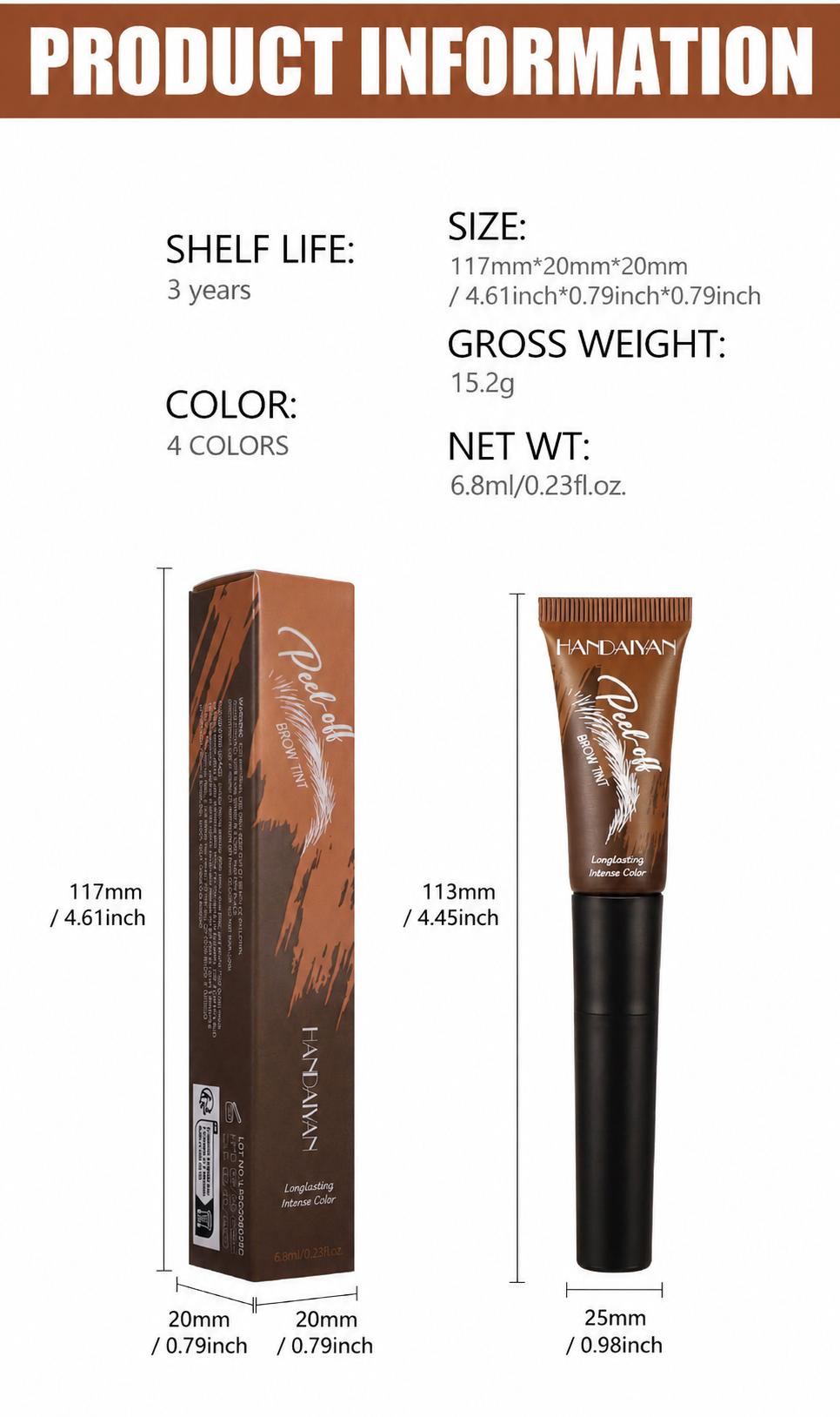 4-Color Tear-Off Brow Tint – See Usage Guide – Waterproof, Non-Fading, Long-Lasting Pigment for Precise Brow Definition & Effortless Wild Brow Looks – Eyebrow Makeup for Women