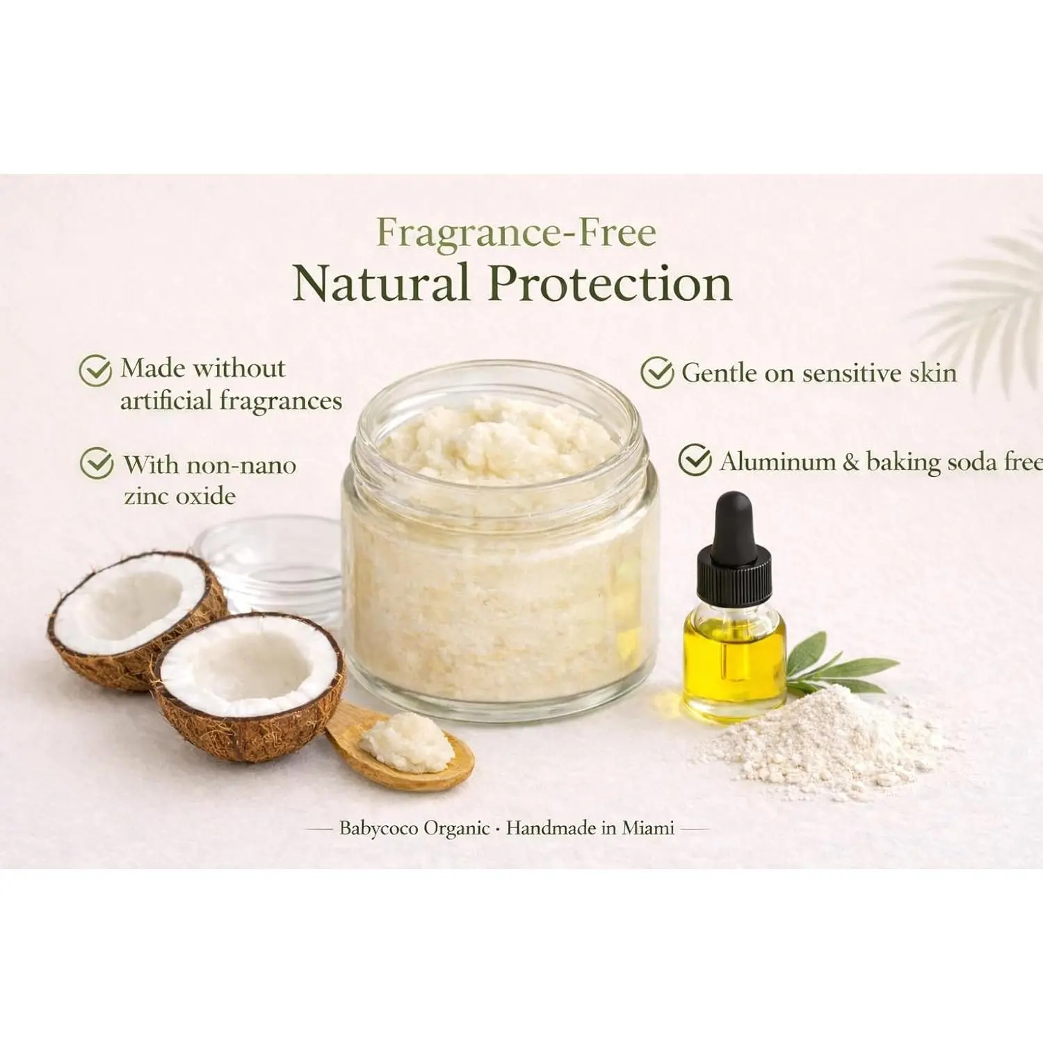 Natural Deodorant Cream – Babycoco Organic, Aluminum Free, Fragrance Free, Handmade, 3 oz