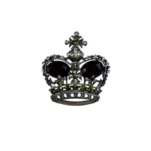 Victorian Trading Co Crown Brooch Crystal Glass Gothic Revival Vintage