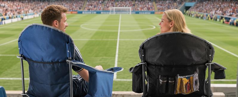 Folding Camping Chairs, Outdoor Collapsible Padded Chairs with Cup Holder Cooler Bag, Heavy Duty Portable Camping Chair for Garden Beach Fishing Sports