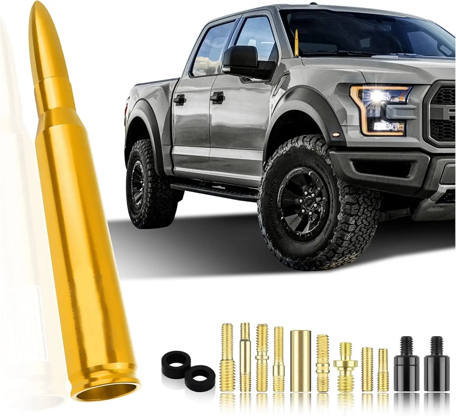 Car Bullet Replacement Antenna, Truck Exterior Decoration Accessory, Compatible with Ford F150, RAM 1500, GMC Heavy Duty Pickup Trucks, Automotive Accessories, Truck Accessories