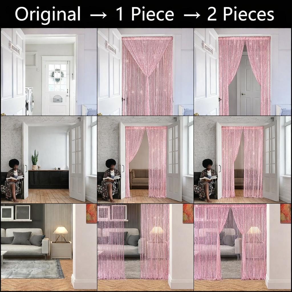 Door curtain, Sparkling Bead Curtain, Door Decoration, Sequined Bead Curtain, Open Wardrobe, Clothes Drying Curtain, Bohemian Syle Bead Curtain, Glittering Bead Curtain, Window Curtain, Girl's Room Decoration