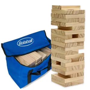 Bolaball Tumbling Tower Game with 56 Wooden Blocks & Carry Bag, Classic Stacking Tower for Family Games, Party Games, Travel Games, Games for Adults & Kids, Indoor Outdoor Tumbling Games