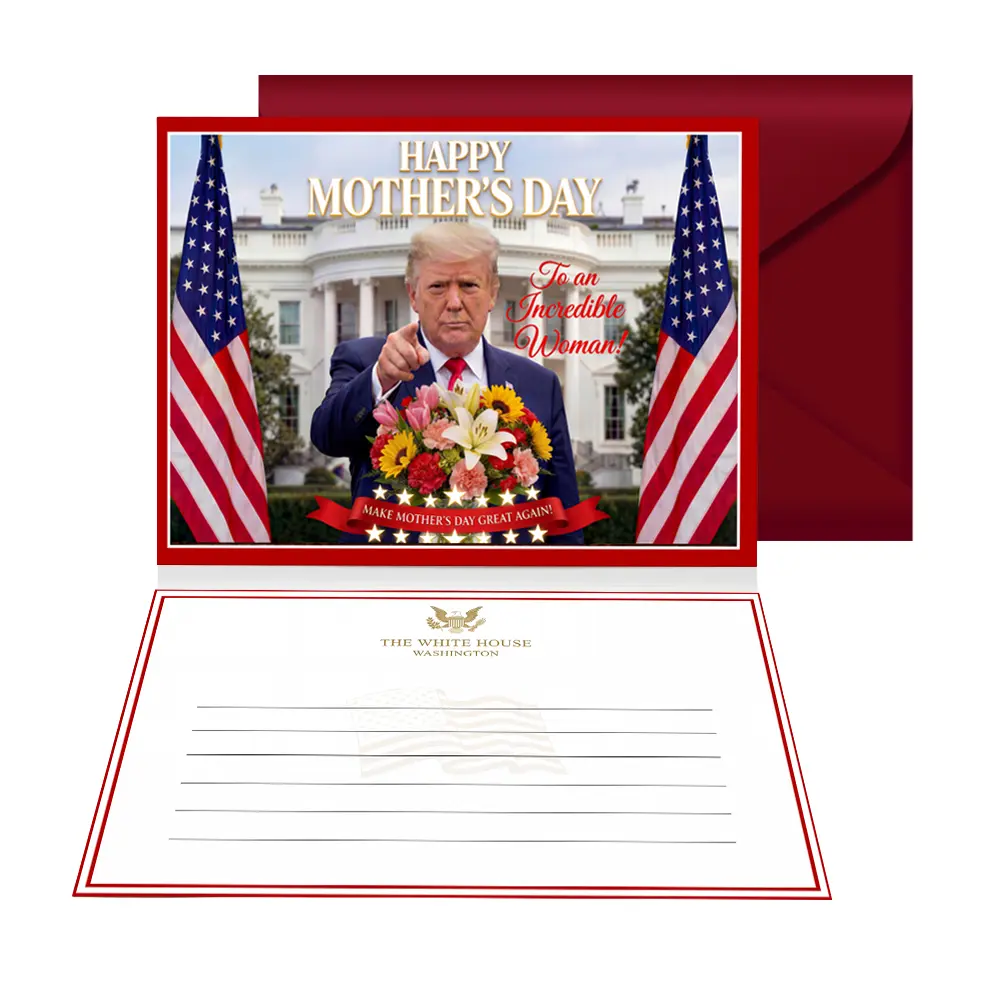 Trump Talking Mother's Day Premium Stationery Card with Sound Module & Real Voice - Funny "You Are Tremendous" Presidential Gag Gift for Mom - 5x7 Greeting Card with Red Envelope