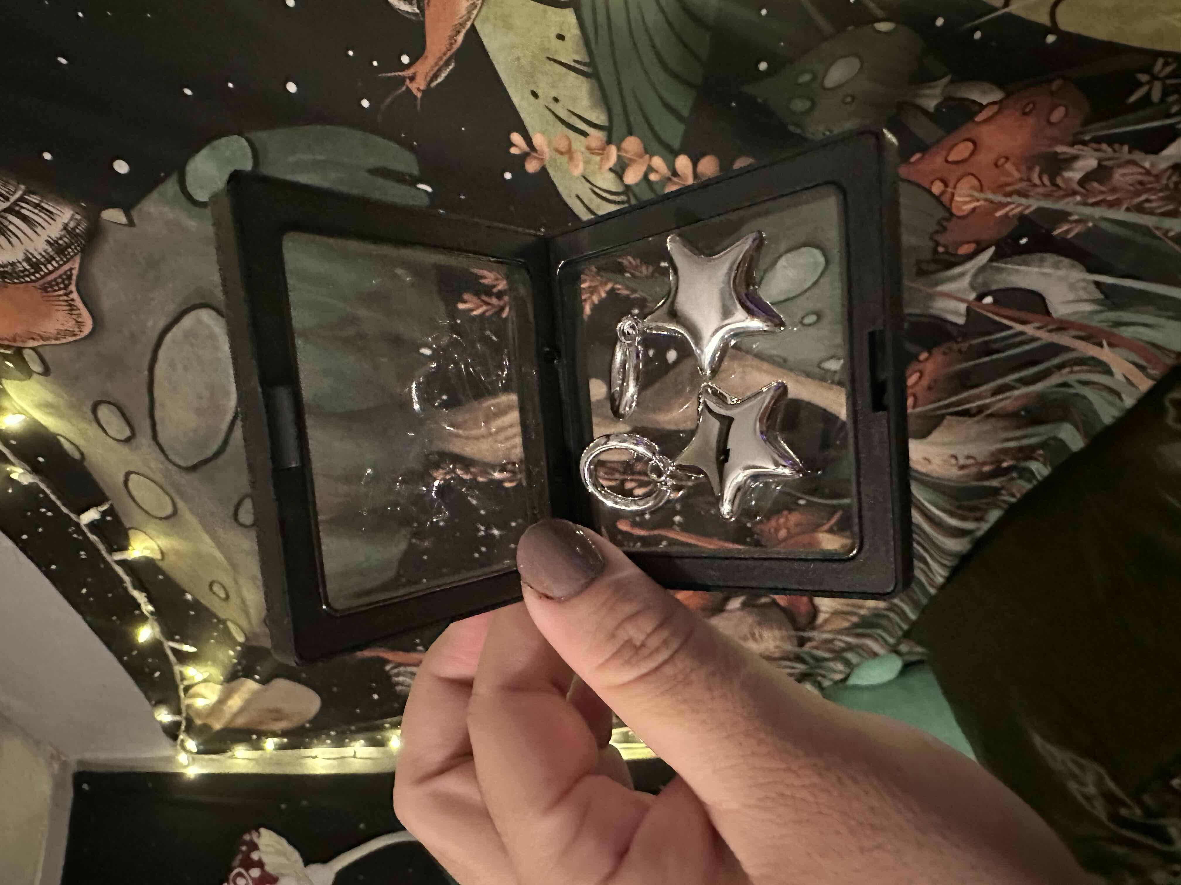 Oufer Stainless Steel Hollow Water Safe Bubble Star Hand Polish Charm Dropped Hoop Pair of Earring  (Empty in side)