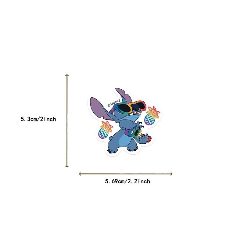 Disney Officially Licensed 50pcs Rainbow Stitch Vinyl Stickers Waterproof Classic Decals for DIY Projects & Gifts 1.57-2.76 Inches Multipurpose Use