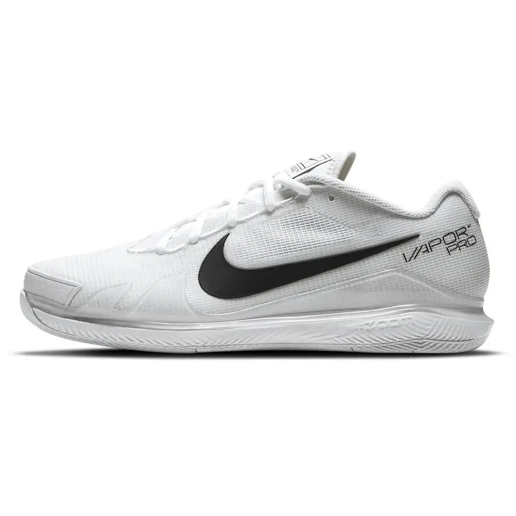NIKE Men's Air Zoom Vapor Pro Lace-Up Tennis Shoes - Lightweight, Cushioned, Secure Hold Athletic Court Footwear, White/Black (Runs Small), US M 10