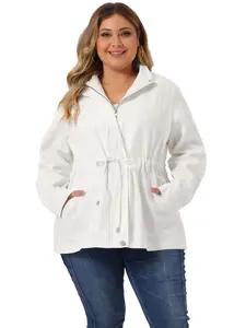 Agnes Orinda Plus Size Lightweight Drawstring Utility Jacket