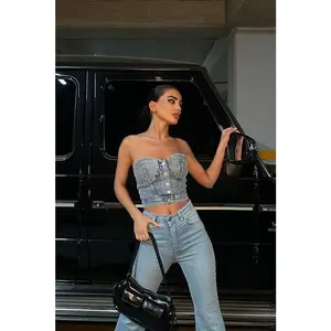 Crystal Denim Bustier