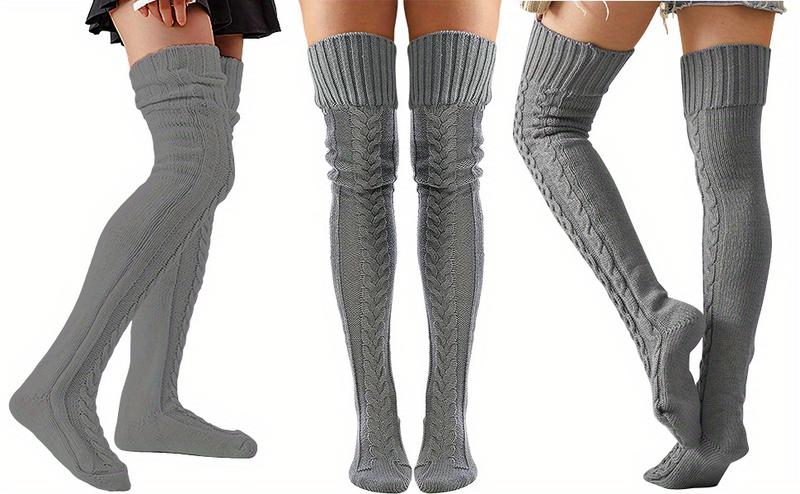 Women's Thickened Fleece Socks - Extra-Long Thigh-High Winter Non-Slip Soft Acrylic Warm Socks, Perfect for Over-the-Knee Boots, Pants, and Dresses - Cold-Resistant, Elegant, Versatile Fashion Accessory with Ribbed Design