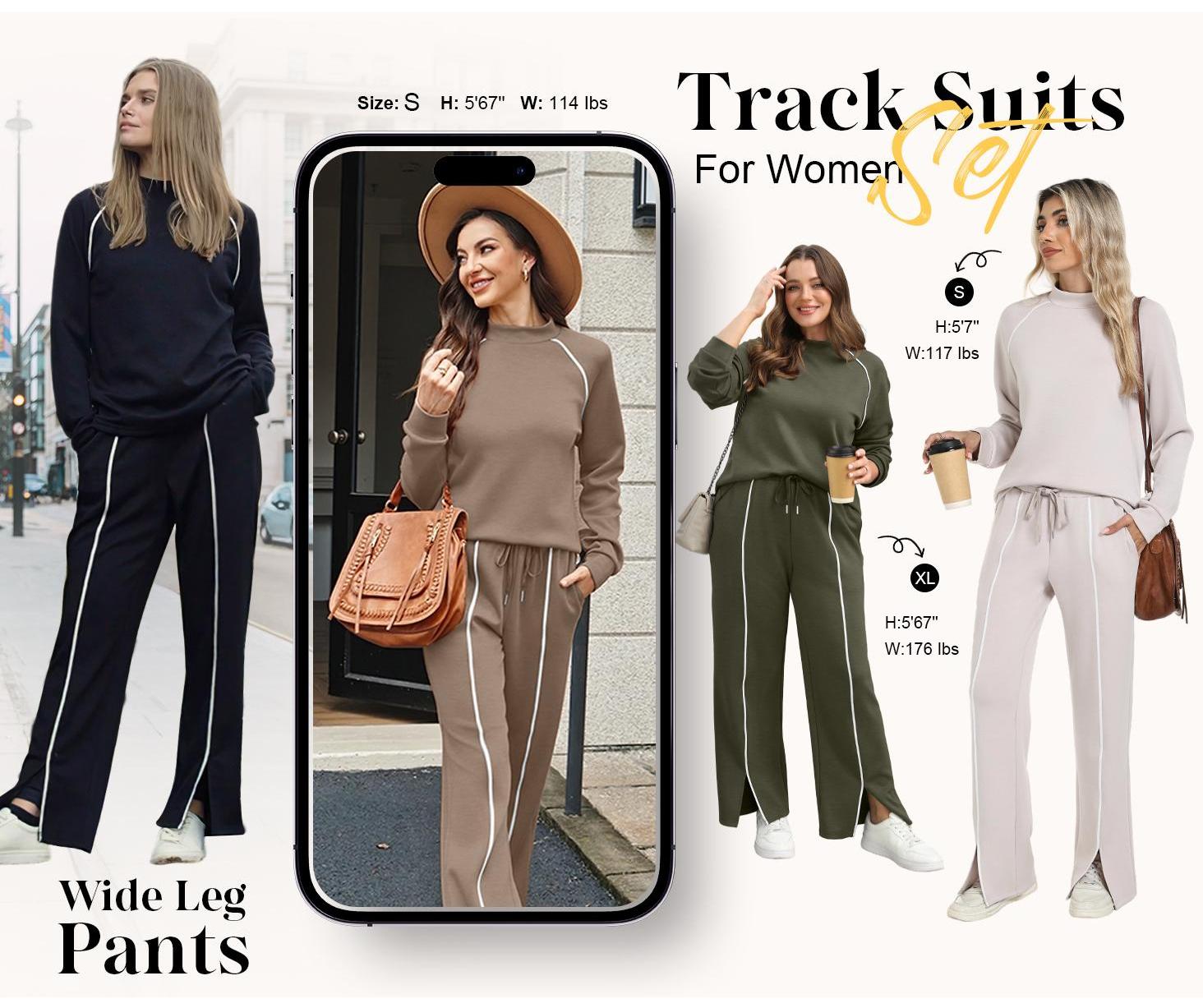 OFEEFAN Women's 2 Piece Lounge Set 2025 Fall Outfits Wide Leg Pant Matching Sets Casual Sporty Soft Fabric Pockets Suits SpringStatements