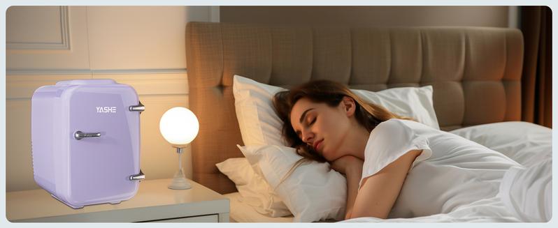 YASHE Mini Fridge/7 colours, 4 Liter/6 Cans Small Refrigerator for Skincare, 110V AC/ 12V DC Thermoelectric Cooler and Warmer for Bedroom, Office, Dorm, Car, Black mini fridge