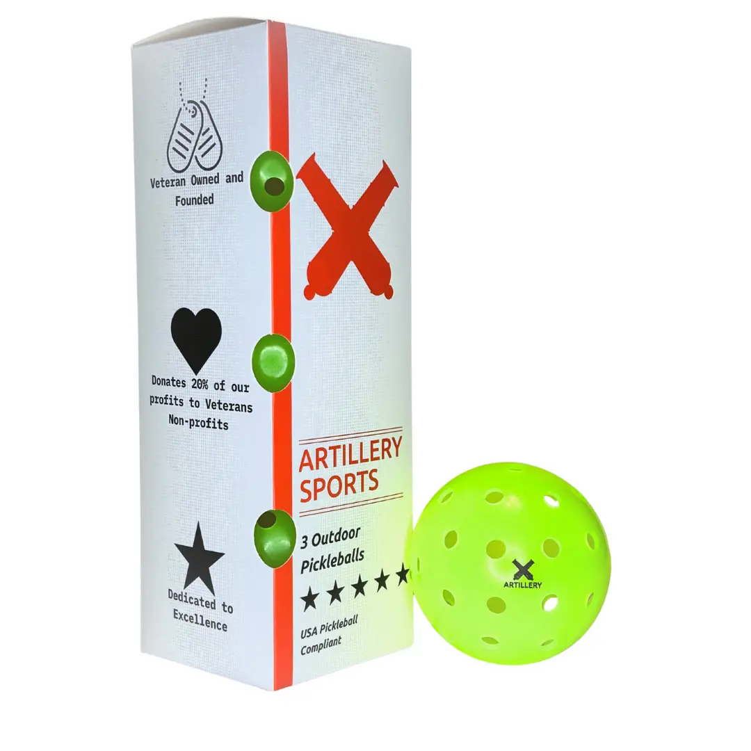 Artillery Sports 5-Star Series Outdoor Pickleballs - 3 Pack, Rotational Molded 26g Polyethylene Balls for Outdoor Play, High Visibility Sports Gear