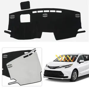 2021-2024 Toyota Sienna Dash Mat Custom Fit Polyester Dashboard Cover (with HUD) UV Protection Non-Slip Sunshield Glare Reduction Black (LE/XLE/XSE/Limited/Platinum)​