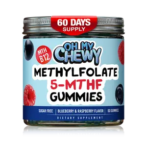 Center-Filled 5-MTHF Folate L-MethylFolate Sugar-Free Gummies - Methylated B1, B6 and Methyl B12 Multivitamins - Supports MTHFR Gene, Cognition, Homocysteine Levels and Folate Metabolism - 60 Ct