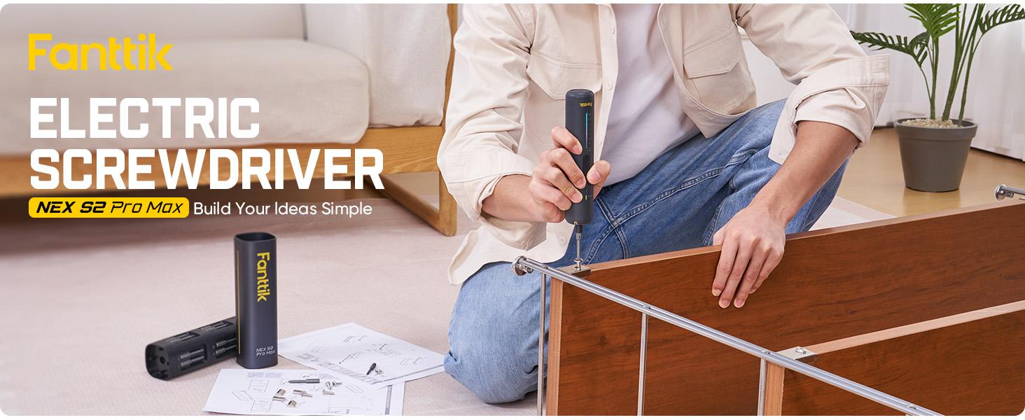 Fanttik S2 Pro Max Electric Screwdriver, Cordless Screwdriver Set, 7 Torque Settings, 0.5 to 6N.m, 16 Magnetic Bits, 1/4''Hex Shank, with 90° Angle Adapter, for Furniture, Household Repairs Fanttik S2 Pro Max Electric Screwdriver, Cordless Screwdriver Set, 7 Torque Settings, 0.5 to 6N.m, 16 Magnetic Bits, 1/4''Hex Shank, with 90° Angle Adapter, for Furniture, Household Repairs