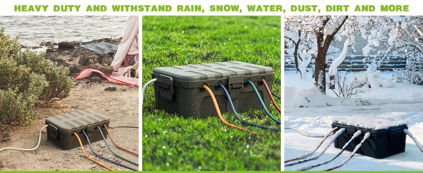 Flemoon 2-Piece Outdoor Waterproof Electrical Box Set – 12.5" x 8.5" x 5" Large & 8.1" x 4.9" x 3.1" Small Weatherproof Electrical Boxes for Power Strips, Outlets, Holiday String Lights