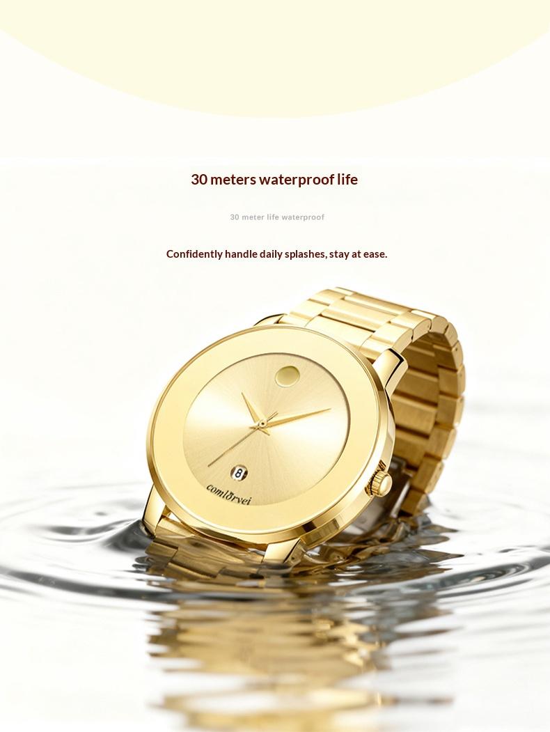 Luxury business quartz watches for men and women feature solid, hypoallergenic stainless steel strap with calendar function, deep waterproof, minimalist design, elegant, precise and durable for business travel, suitable for daily wear and gift giving Luxury business quartz watches for men and women feature solid, hypoallergenic stainless steel strap with calendar function, deep waterproof, minimalist design, elegant, precise and durable for business travel, suitable for daily wear and gift giving