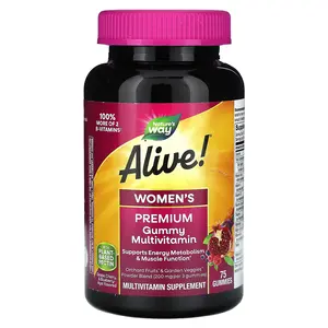 Nature's Way Alive! Women's Premium Gummy Multivitamin, Grape, Cherry & Blueberry Acai, 75 Gummies