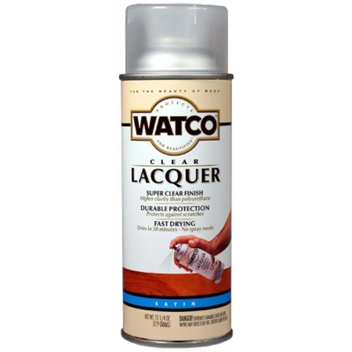 212 MAIN Rustoleum 63281 11.25 Oz Clear Satin Lacquer Wood Finish Spray, Quick Drying Paint for Furniture, Provides Durable Protection