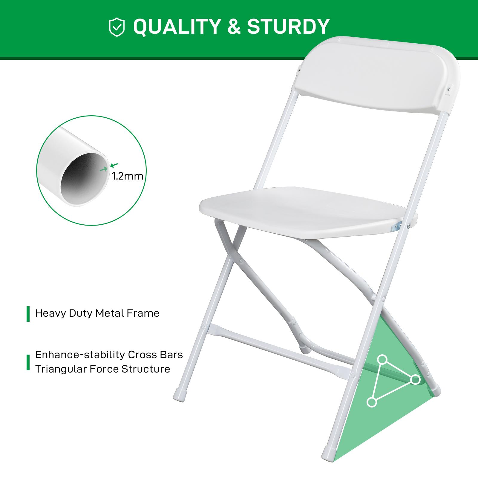 【Party Exclusive】Ubesgoo 4/6/10 Pack White Black Plastic Folding Chair, Indoor Outdoor Portable Stackable Commercial Seat With Steel Frame 350lb. Capacity For Events Office Wedding Party Picnic Kitchen Dining