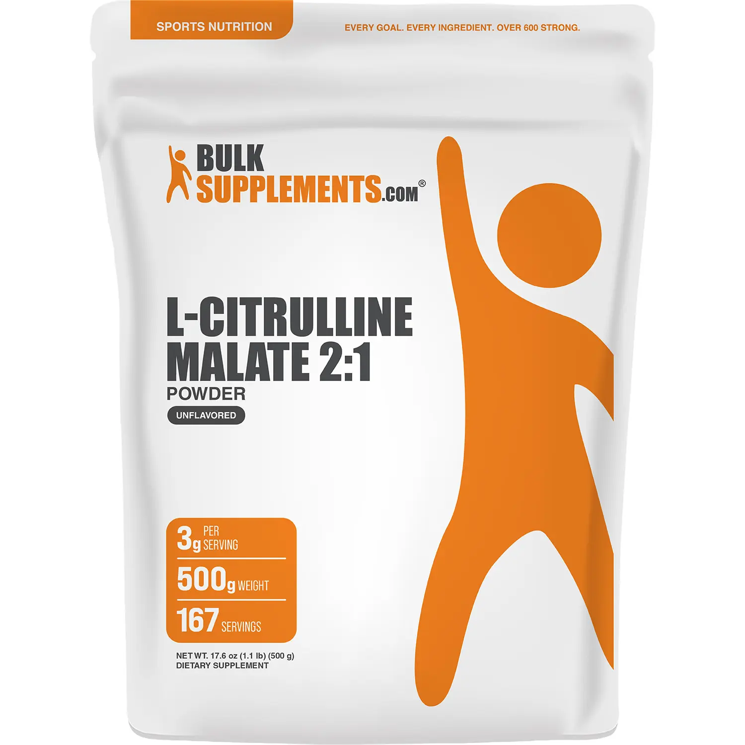 BulkSupplements L-Citrulline Malate 2:1 Powder - GF, Sugar-Free, Gluten-Free Gym Supplement - Muscle Recovery, Energy Boost, Lactic Acid Relief - 500g, 3g per Serving