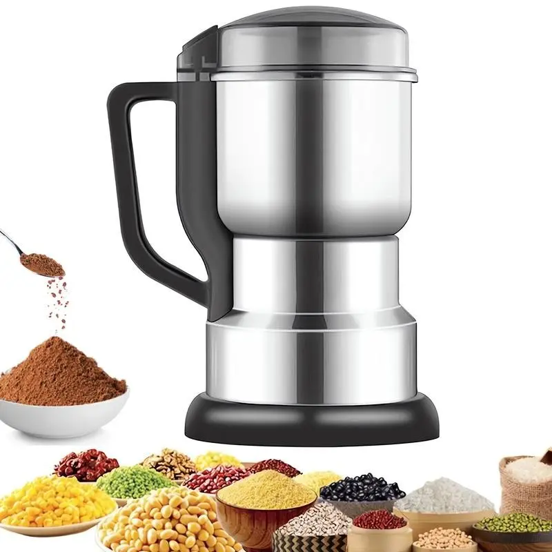 Compact 5-Grain Flour Mill - High-Power Household Kitchen Appliance with Multi-Grinding, Quick Cleanup for Small Homes, Grinds Spices, Coffee, Grains, Rice, Chops, Grates, Mixes Candy, Shreds Chicken, Kitchen Supplies, Coffee Grinders, Compact Design