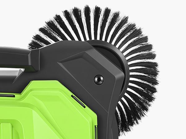 VEVOR Walk-Behind Hand Push Floor Sweeper, Manual Floor Sweeper Non-Electric with 25.6" Sweeping Width, 5 Gallons Waste Container & Adjustable Folding Handle for Yards Walkways Patios Garages - Green