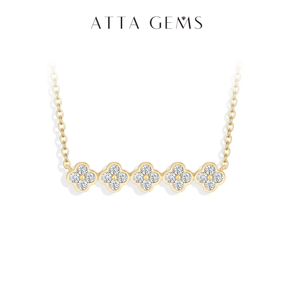 ATTAGEMS Flower Design D Color VVS1 Lab-Created Moissanite Necklace for Women Girls 18K Gold Plated Necklace Daily Wear Birthday Holiday Valentine's Day Gift Fine Jewelry N064 summerwins