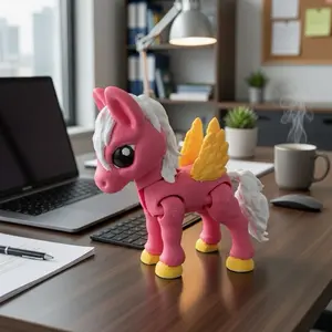 3D Printed Articulated Unicorn – Flexible Pink Winged Pony Toy